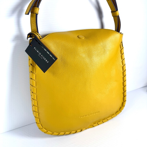 Plinio Visona Mustard Yellow Shoulder Bag - Picture 3 of 15